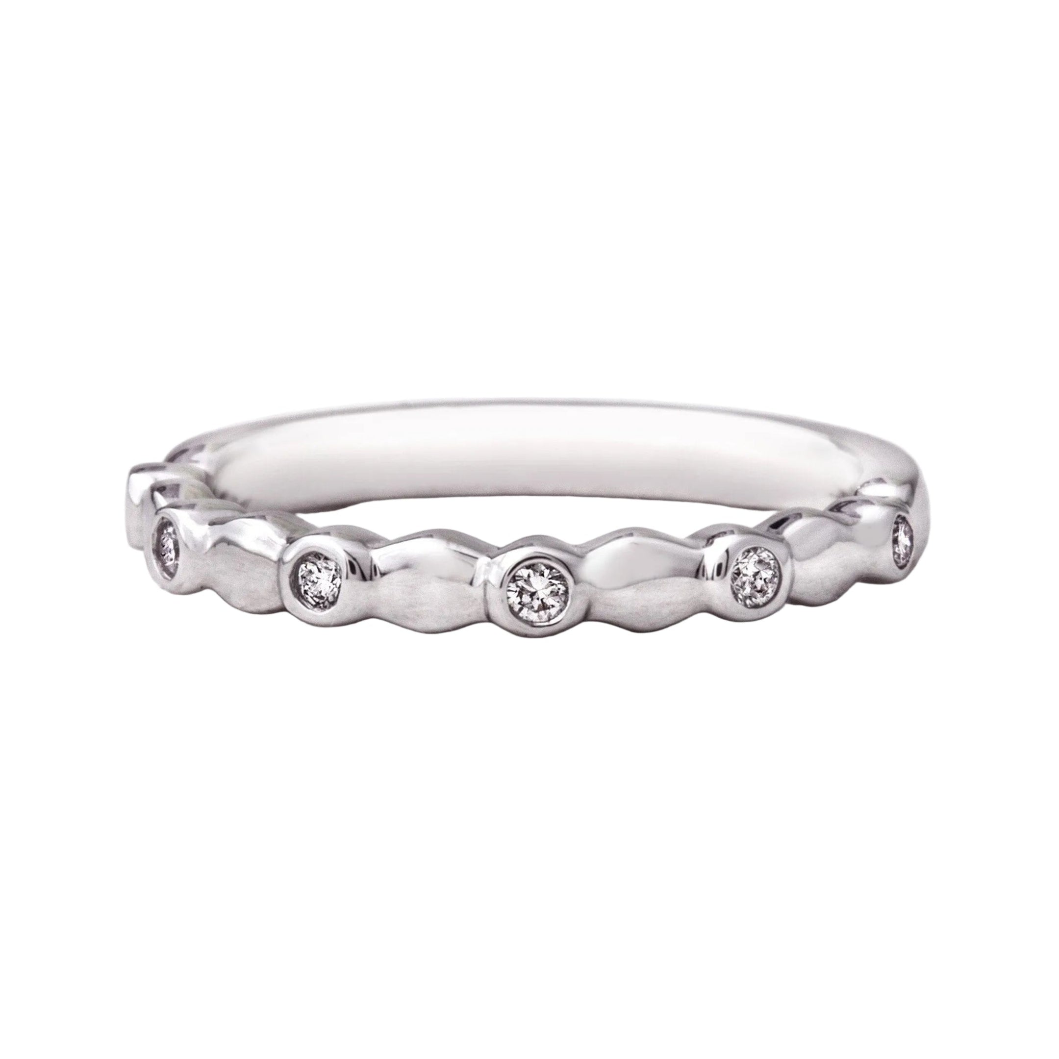 0.06ct 2mm Random Bezel Set Natural Diamond Wedding Band In 18ct White Gold