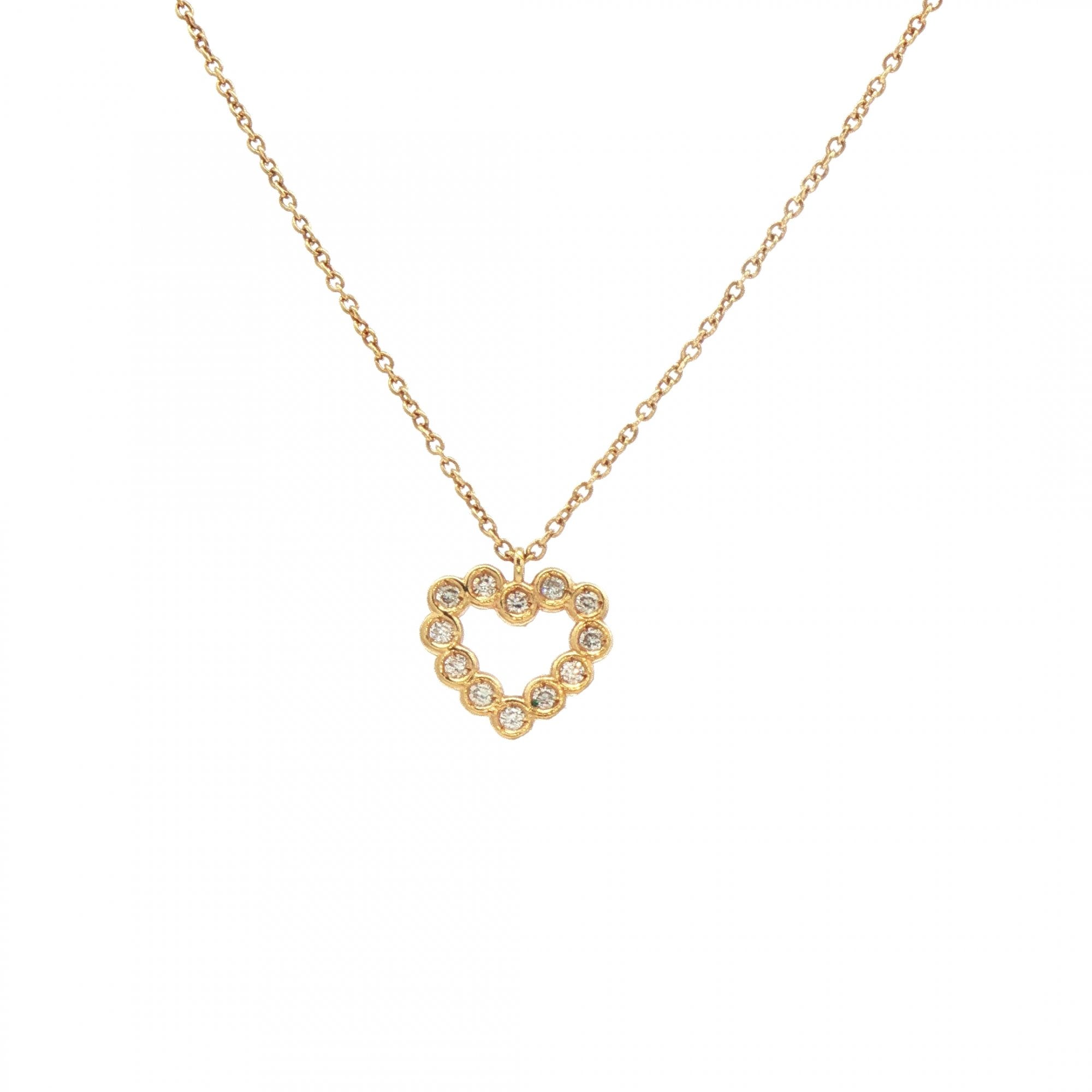 0.06ct Natural Diamond Set Heart Pendant and Chain in 18ct Yellow Gold