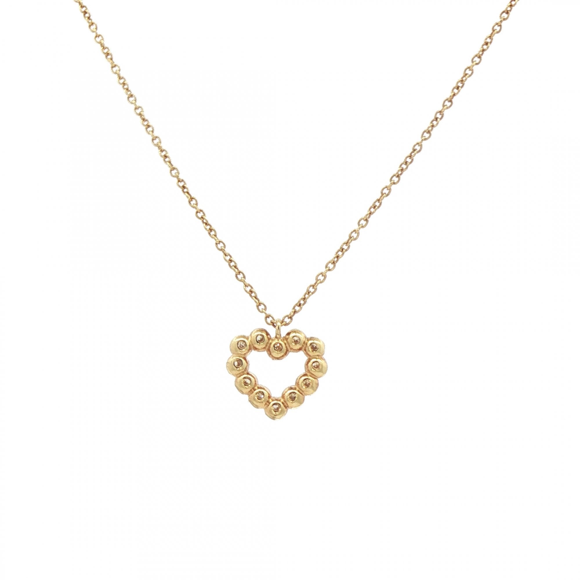 0.06ct Natural Diamond Set Heart Pendant and Chain in 18ct Yellow Gold