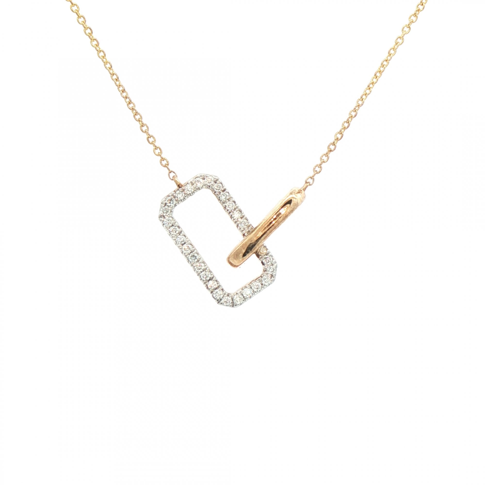0.07ct Natural Diamond Set Rectangle & Oval Interlink Pendant in 9ct Yellow Gold