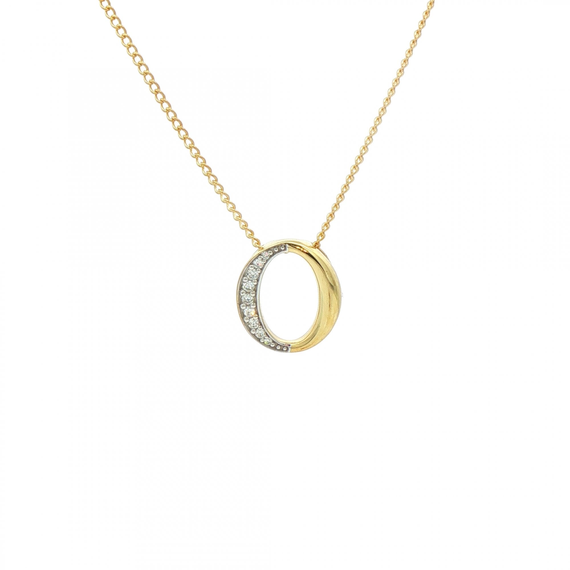 0.08ct Natural Diamond Oval Pendant in 9ct Gold