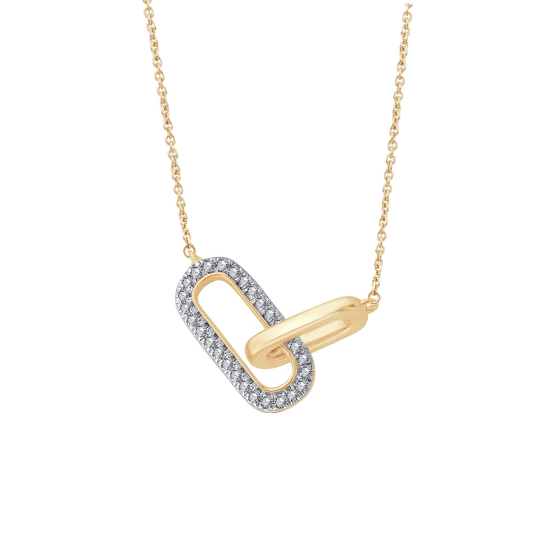 0.08ct Natural Diamond Set Oval Interlink Pendant in 9ct Gold