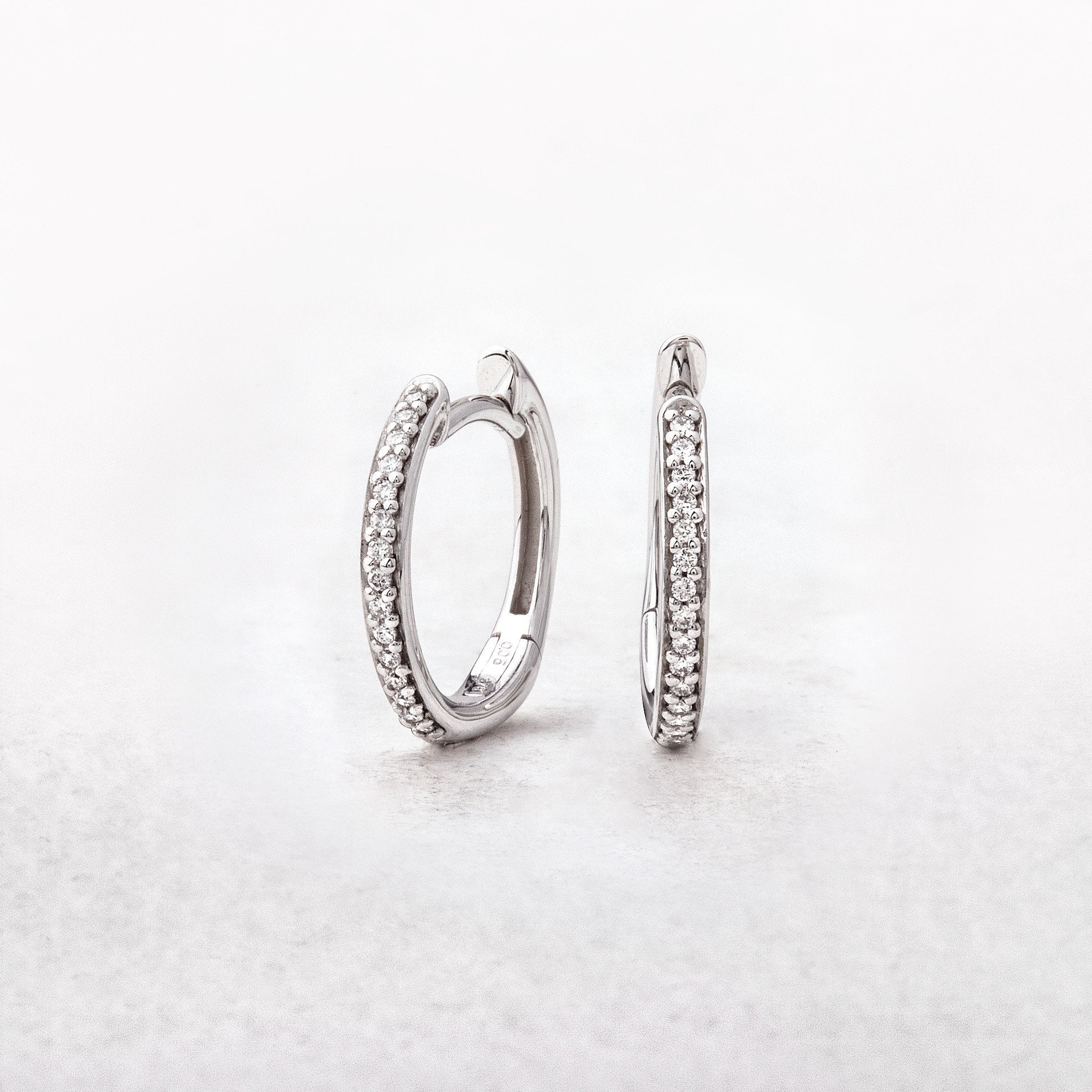 0.10ct Natural Diamond Small Hoop Earrings in 9ct White Gold
