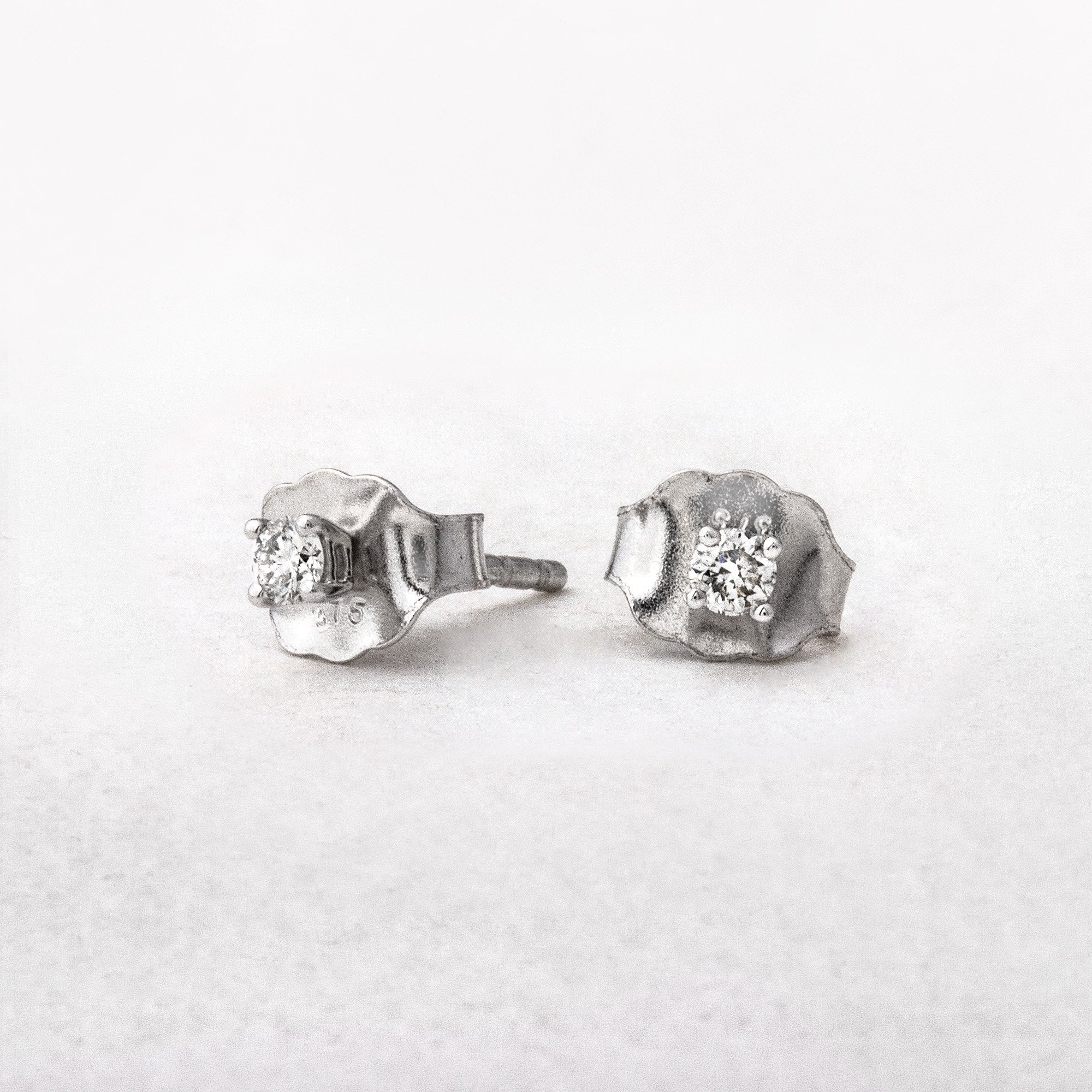 0.10ct Natural Diamond Solitaire Stud Earrings in 18ct White Gold