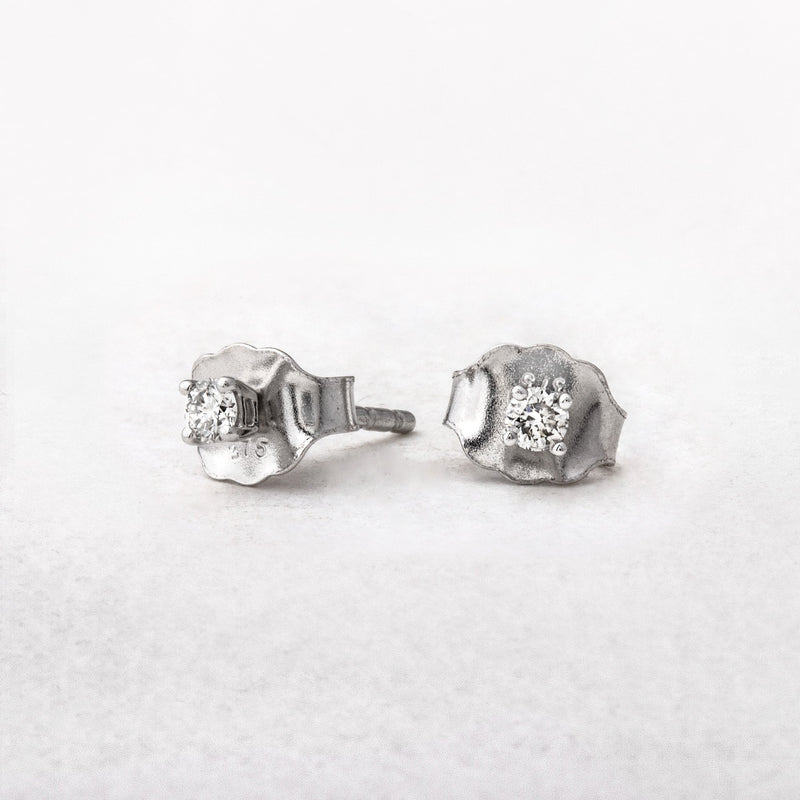 0.10ct Natural Diamond Solitaire Stud Earrings in 18ct White Gold
