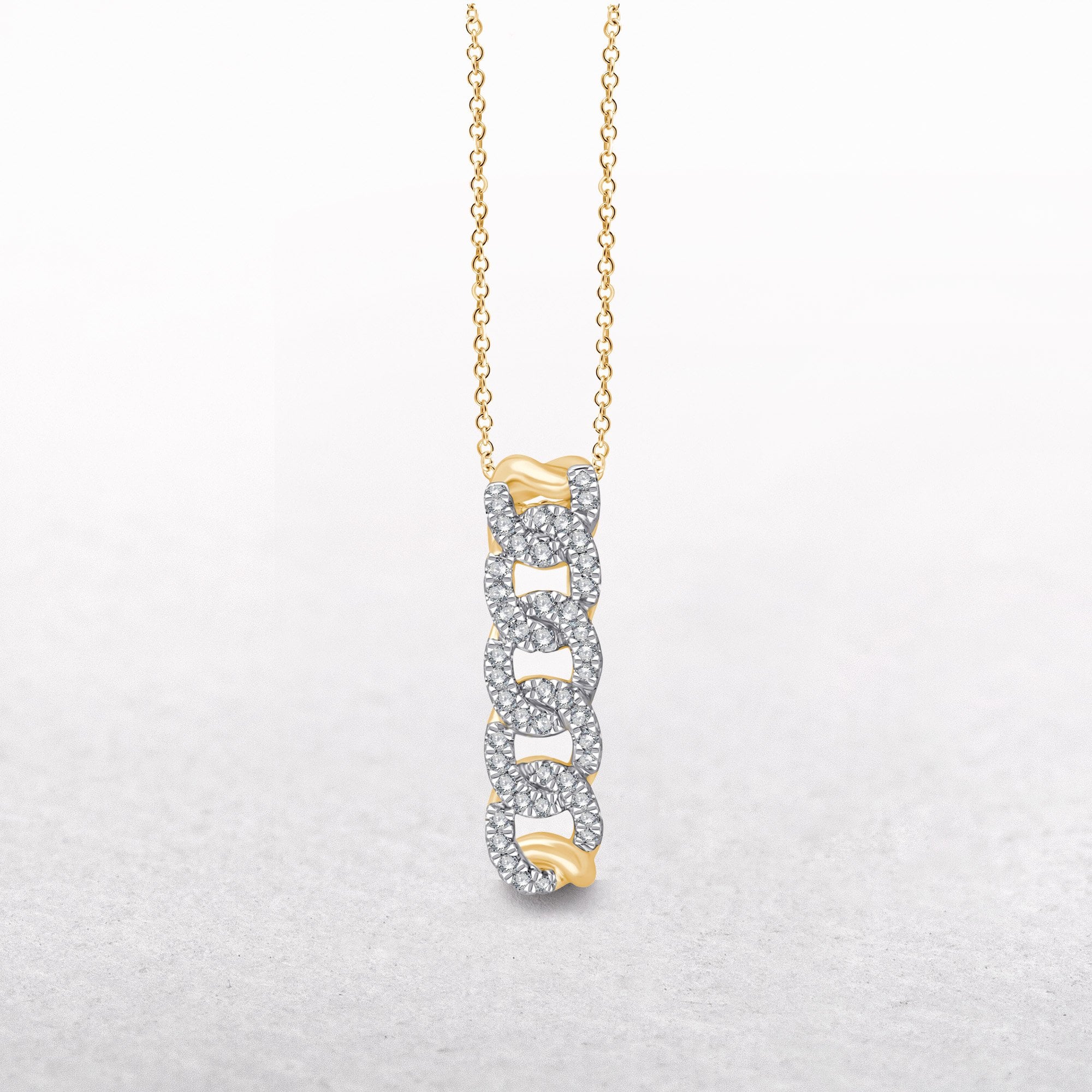 0.11ct Natural Diamond Cuban Link Drop Pendant in 9ct Gold