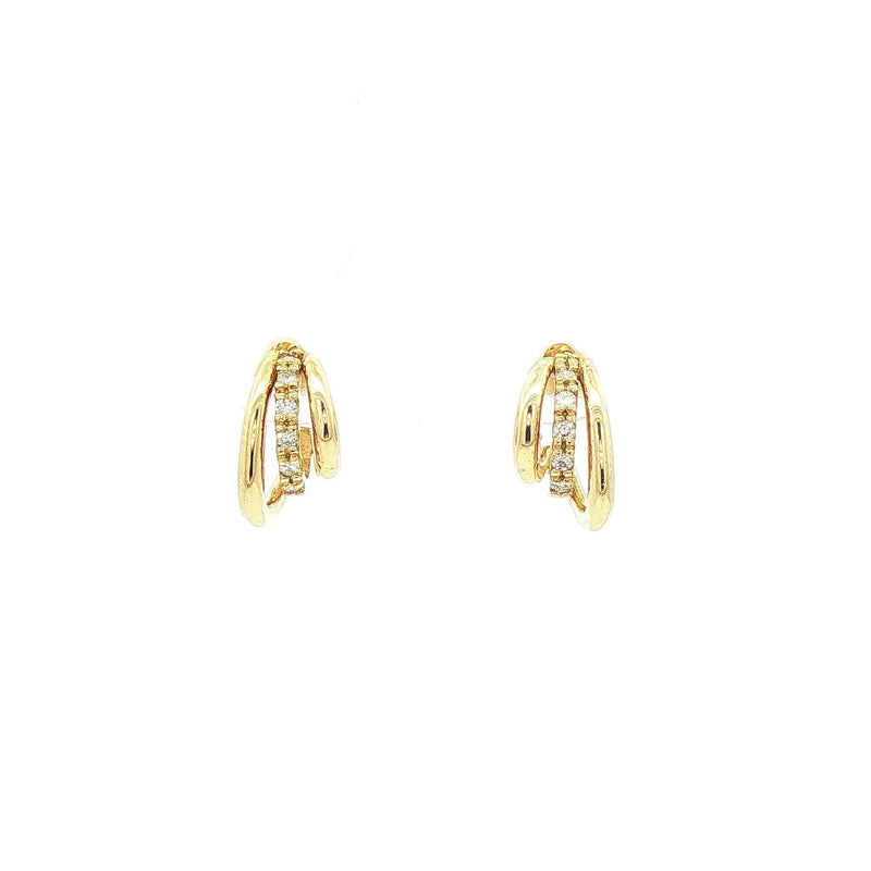 0.11ct Triple Hoop Stud Natural Diamond Earrings in 18ct Yellow Gold