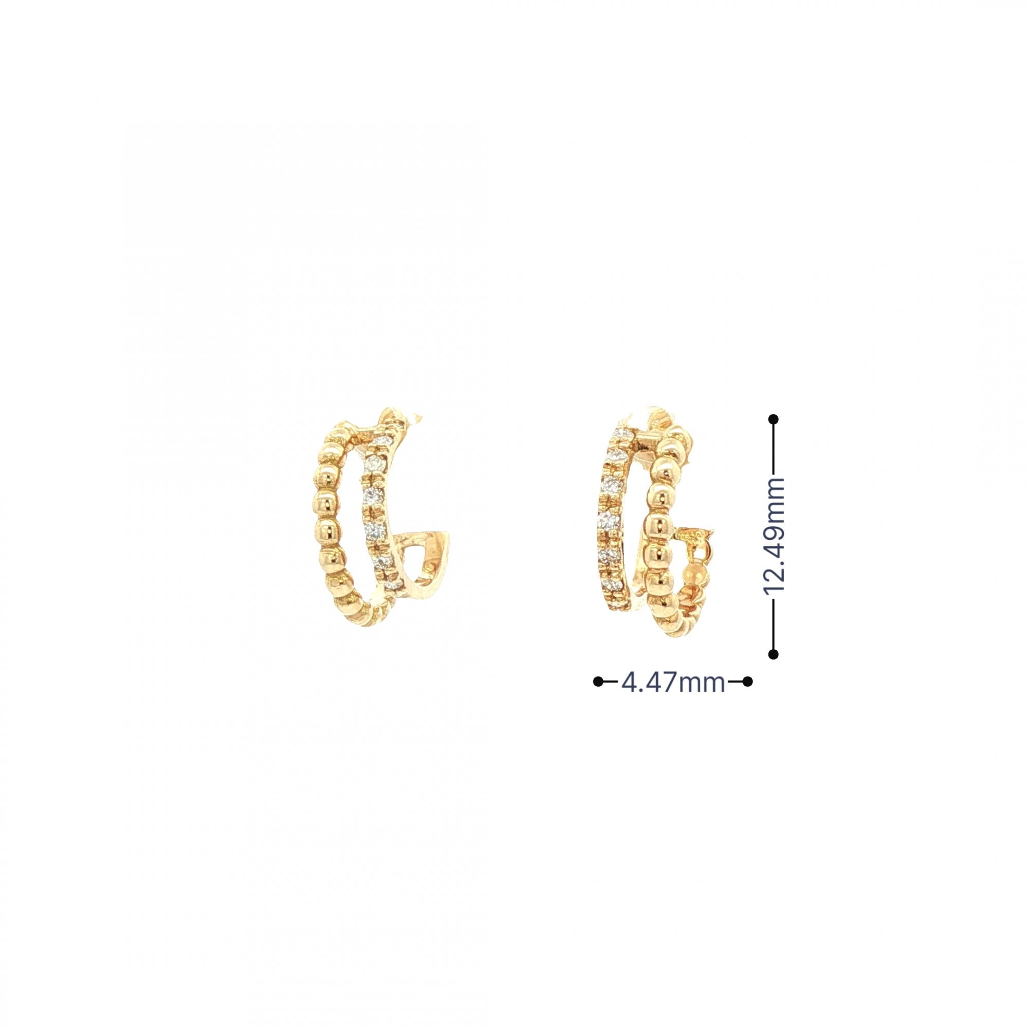 0.14ct Double Hoop Beed and Natural Diamond Set Earrings in 18ct Yellow Gold