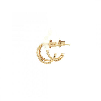 0.14ct Double Hoop Beed and Natural Diamond Set Earrings in 18ct Yellow Gold