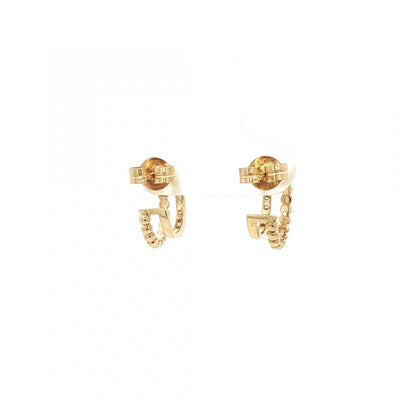 0.14ct Double Hoop Beed and Natural Diamond Set Earrings in 18ct Yellow Gold