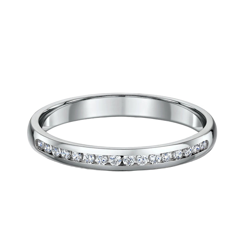 0.16ct Fvs 2.6mm Channel Set Natural Diamond Wedding Band In Platinum