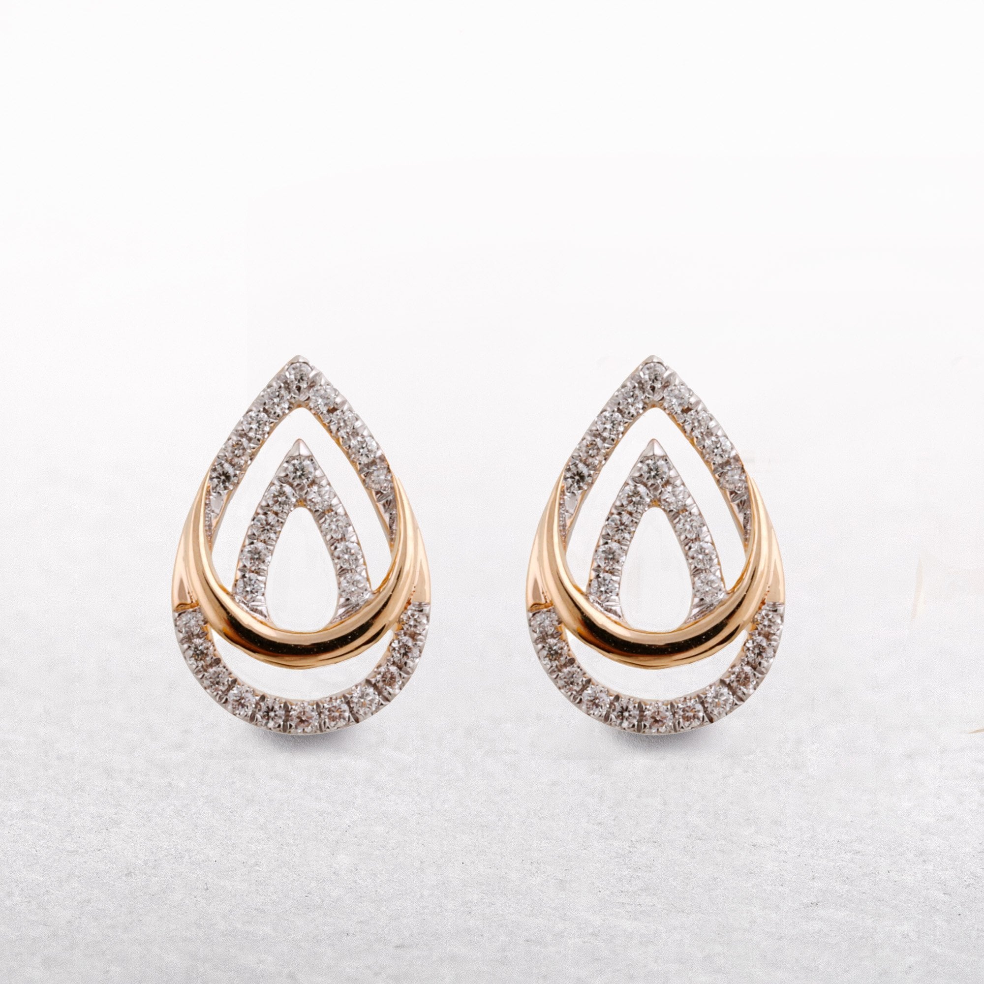 0.16ct Natural Diamond Open Double Pear Shape Studs in 9ct Yellow Gold