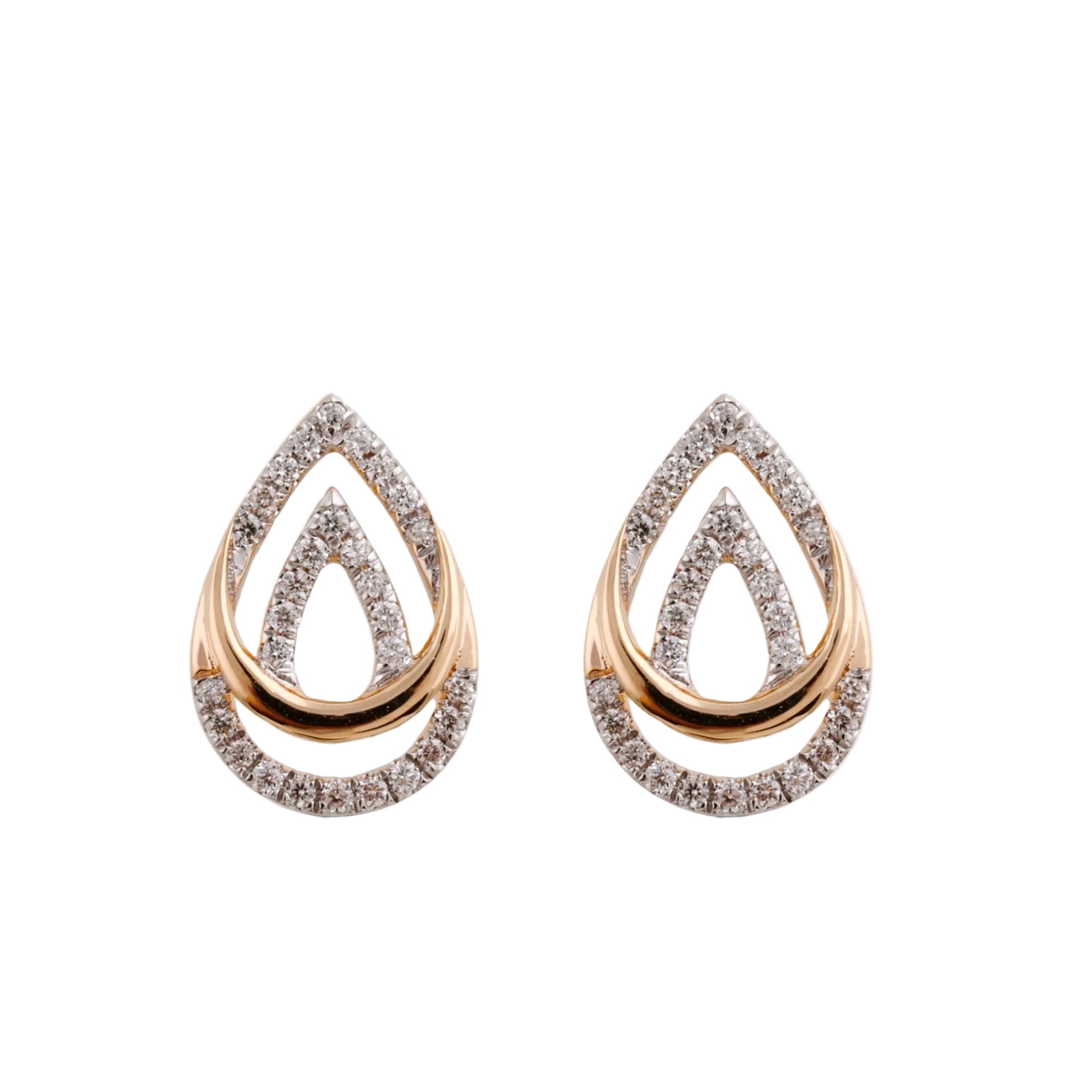0.16ct Natural Diamond Open Double Pear Shape Studs in 9ct Yellow Gold
