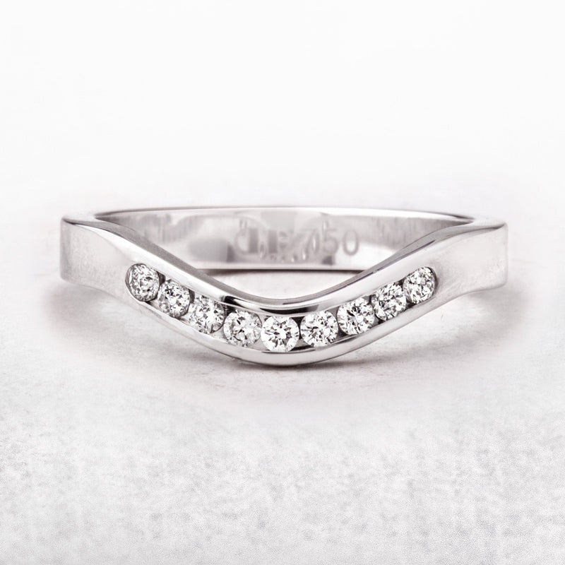 0.18ct 3mm Shaped Natural Diamond Set Wedding Band In 18ct White Gold