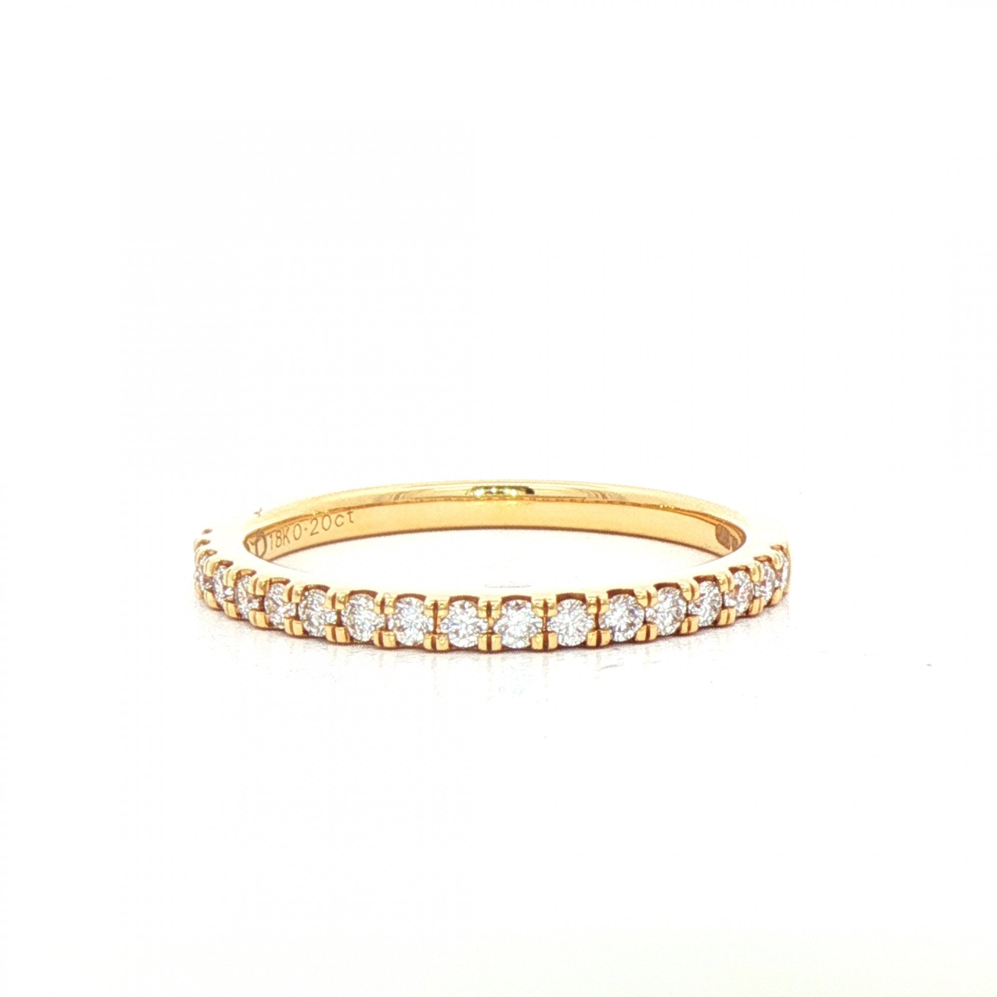 0.20ct Fvs 1.7mm Brilliant Castelle Set Natural Diamond Wedding Band In 18ct Yellow Gold