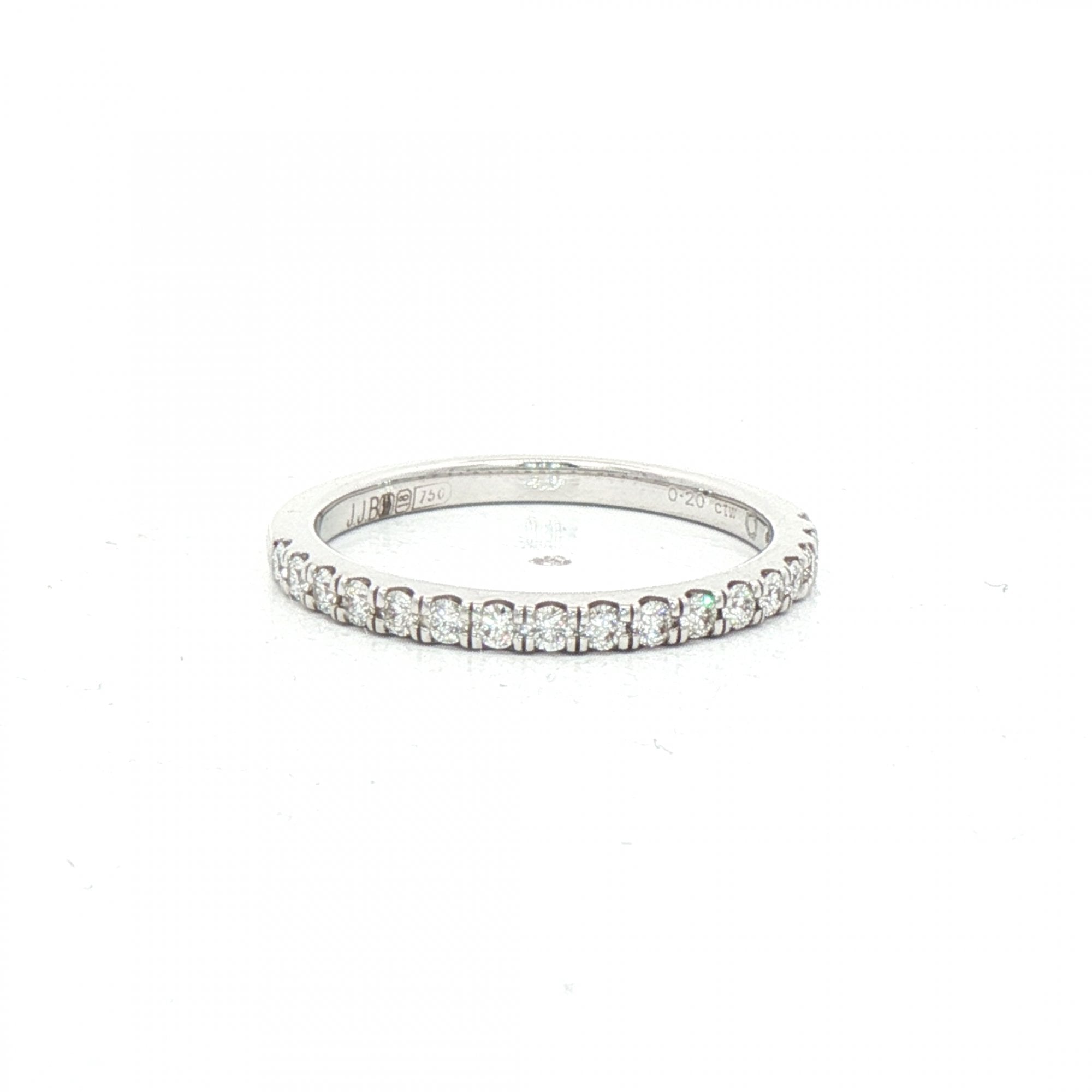 0.20ct Fvs 1.7mm Castel Set Natural Diamond Wedding Band In 18ct White Gold