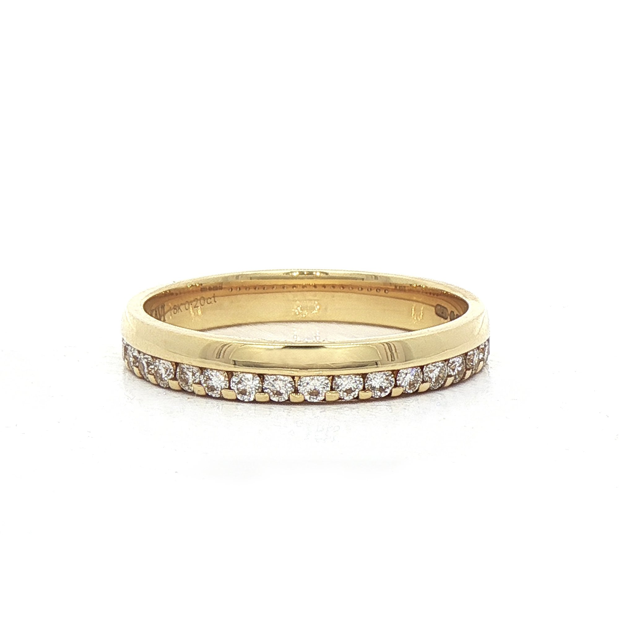 0.20ct Fvs 3mm Off Set Natural Diamond Wedding Band In 18ct Yellow Gold
