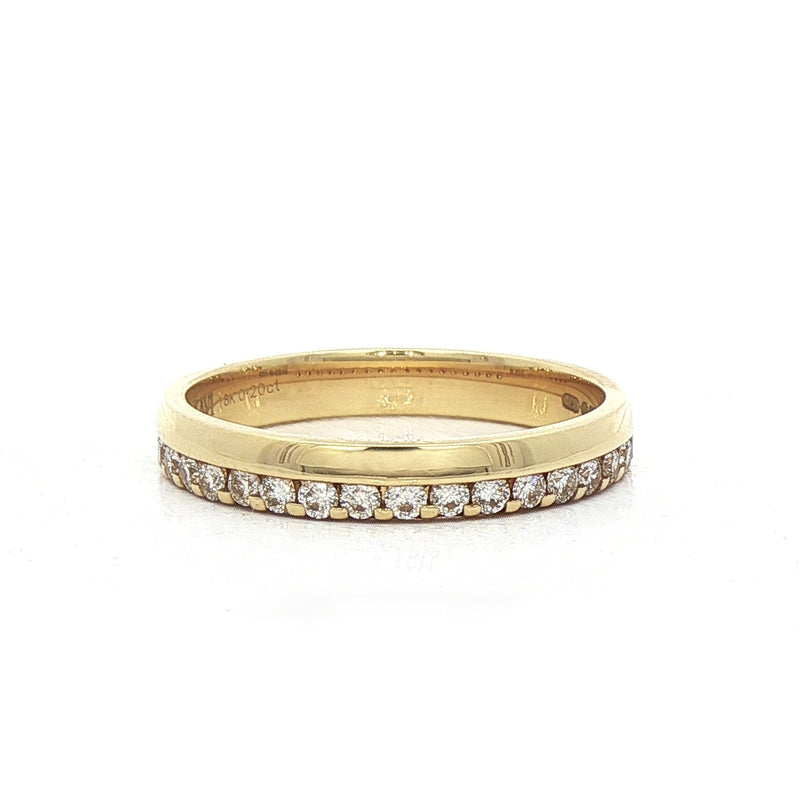 0.20ct Fvs 3mm Off Set Natural Diamond Wedding Band In 18ct Yellow Gold