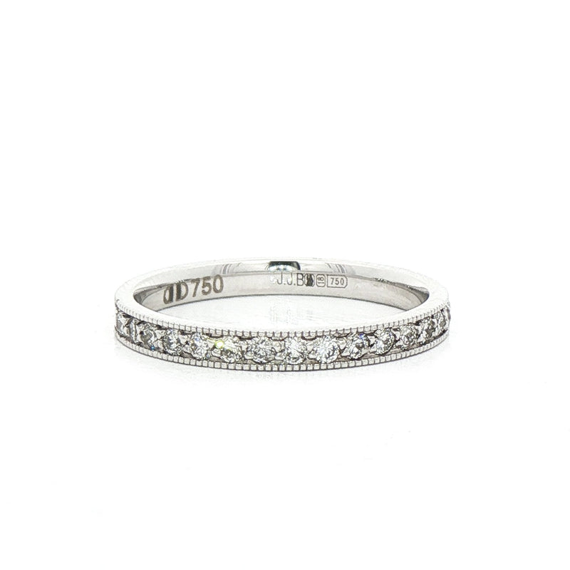 0.20ct Grain Set Full Mill Grain Wedding Band In 18ct White Gold