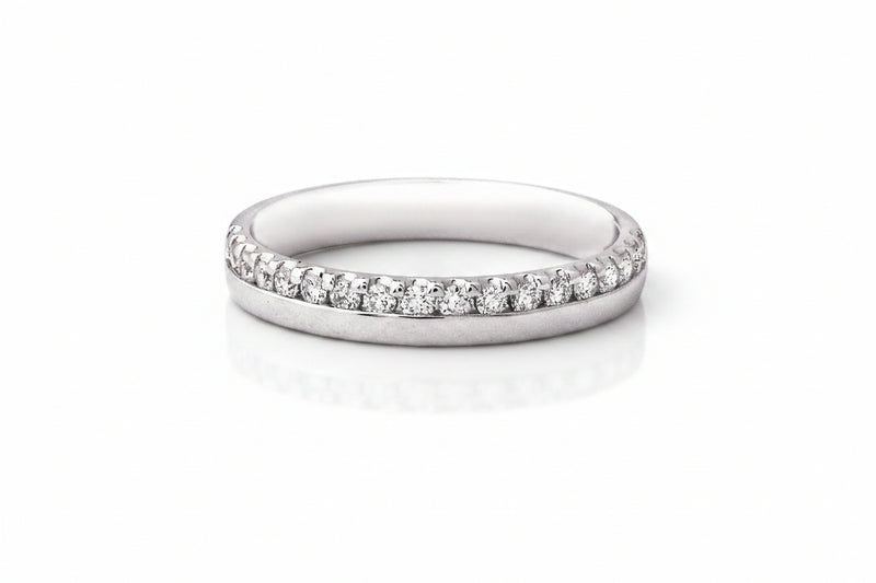 0.20ct Natural Diamond Off-Set Wedding Band In 18ct White Gold