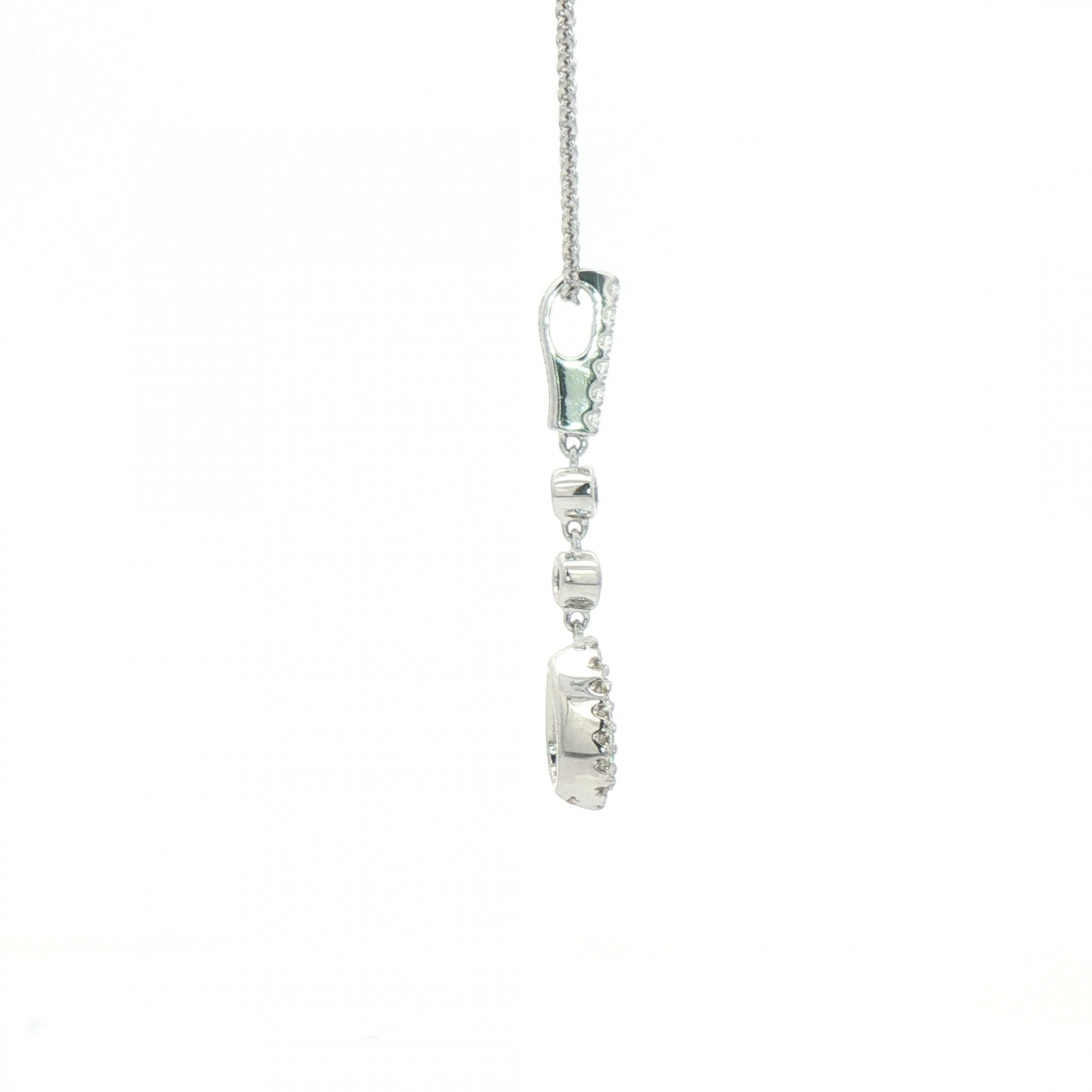 0.22ct Emerald & 0.23ct Natural Diamond Drop Pendant in 18ct White Gold