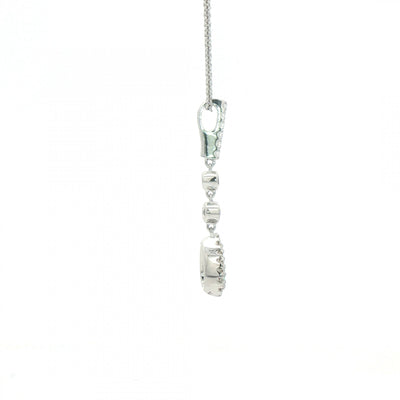0.22ct Emerald & 0.23ct Natural Diamond Drop Pendant in 18ct White Gold