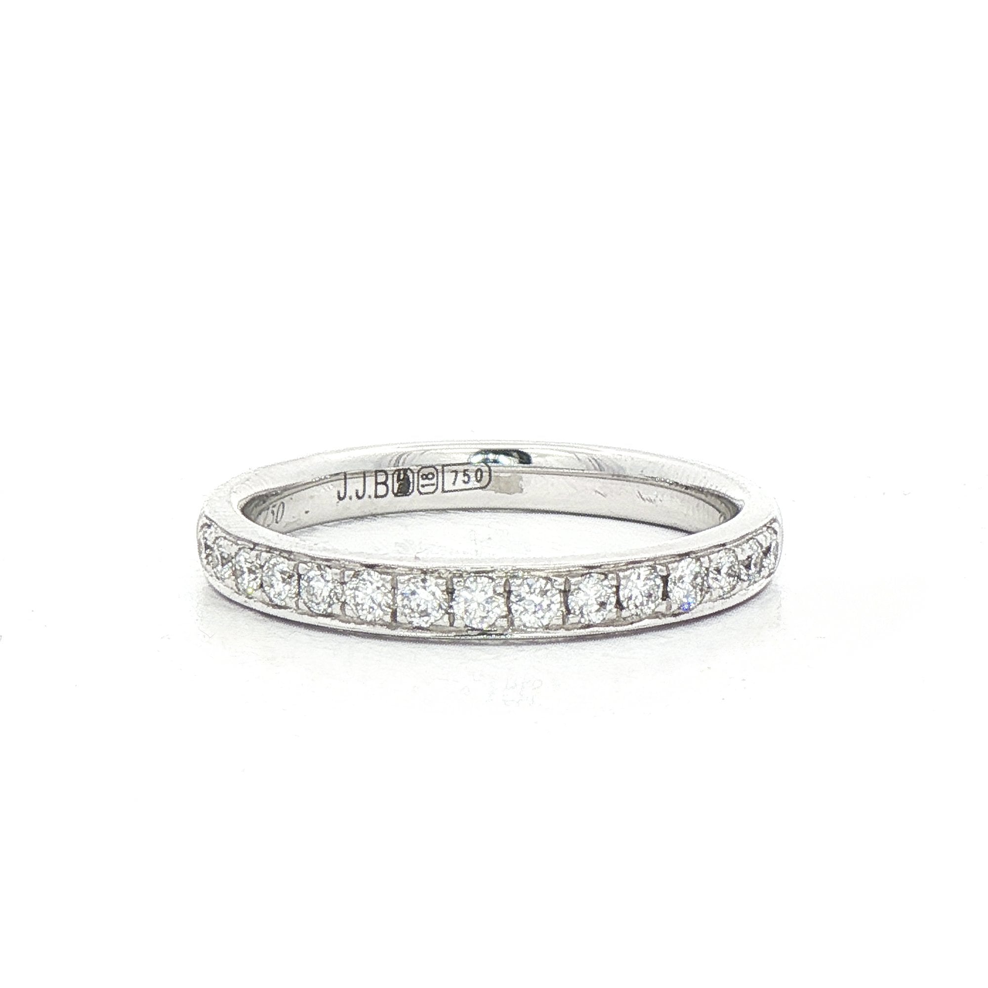 0.22ct Half Grain Set Natural Diamond Wedding Band In 18ct White Gold