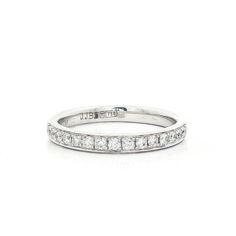 0.22ct Half Grain Set Natural Diamond Wedding Band In 18ct White Gold