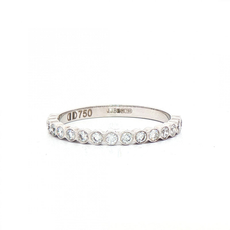 0.23ct 2mm Ladies 15 Stone Natural Diamond Wedding Band In 18ct White Gold