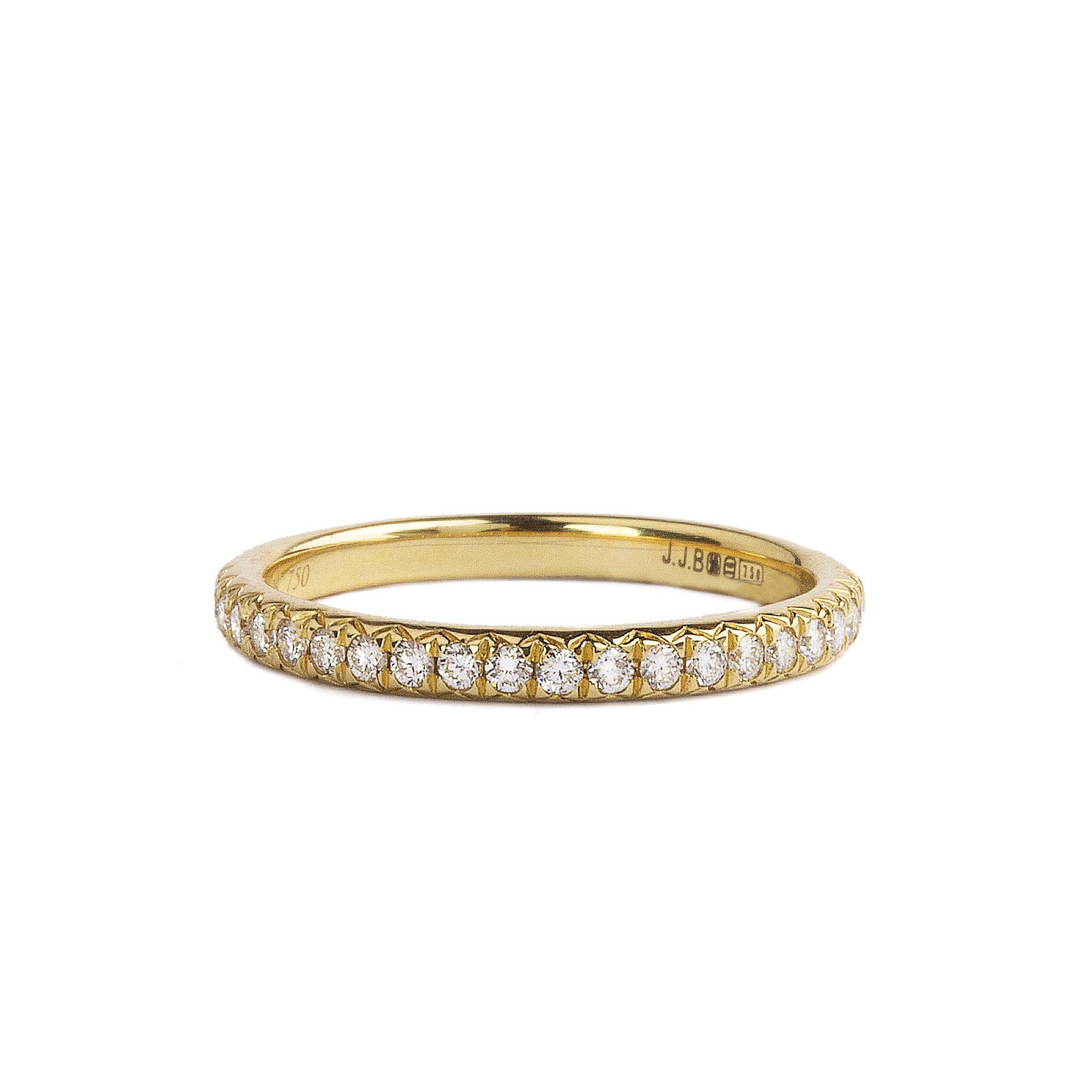 0.24ct Fvs Mill Grain Set Natural Diamond Wedding Band In 18ct Yellow Gold