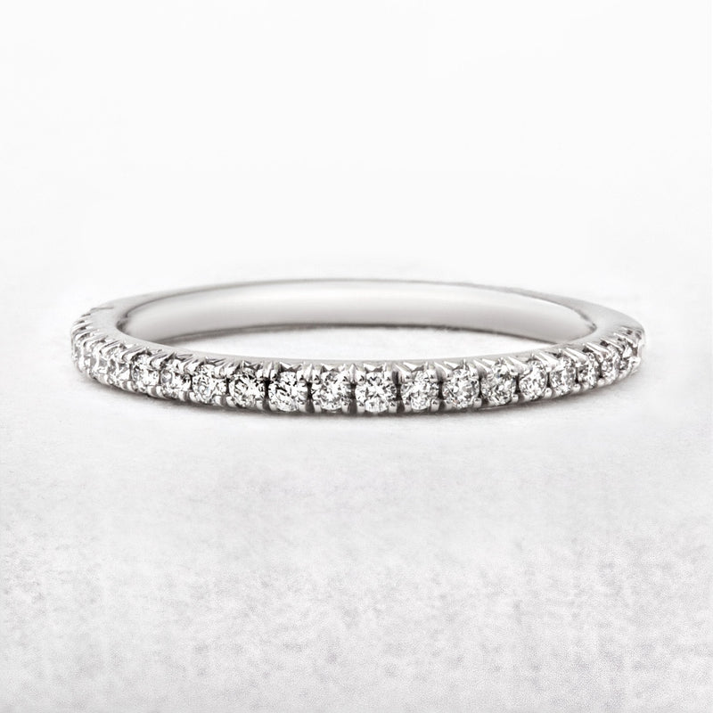 0.25ct Claw Set Natural Diamond Set Wedding Band In 18ct White Gold