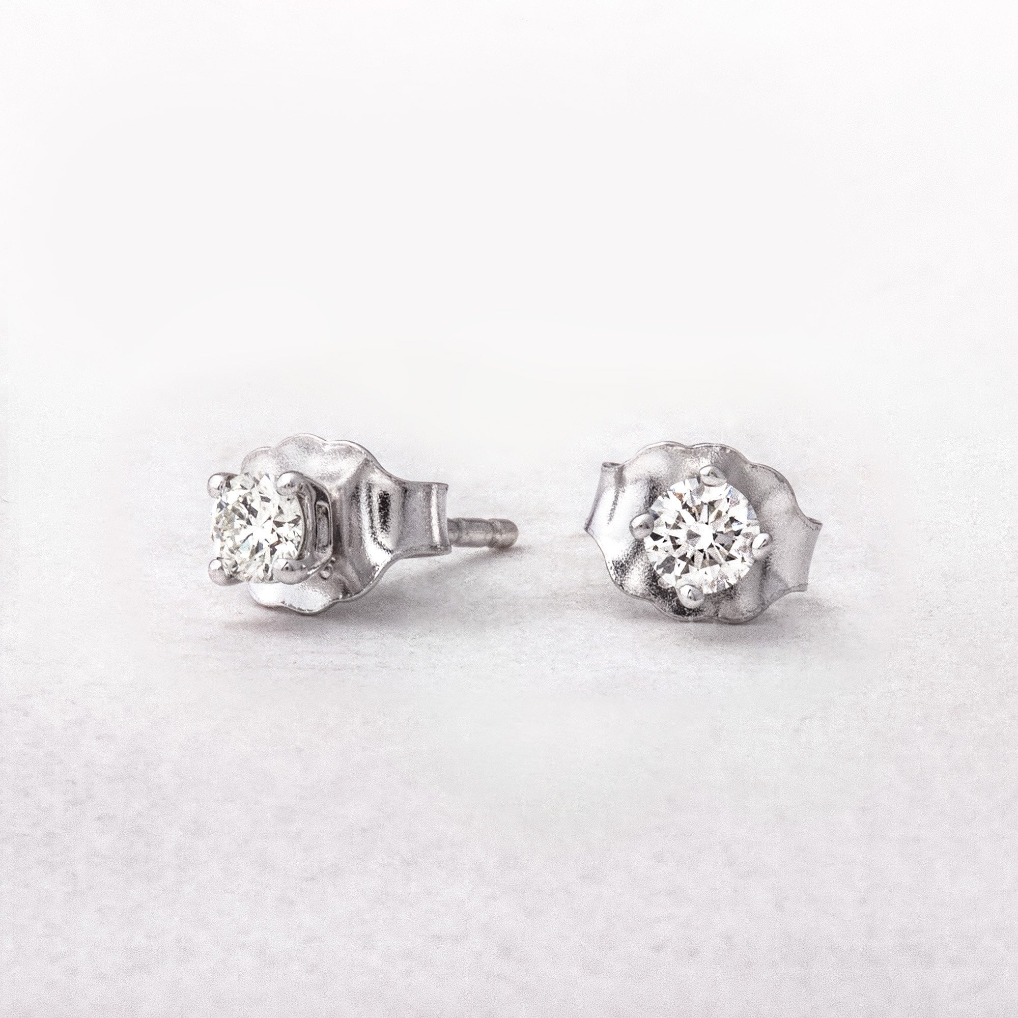 0.25ct Natural Diamond Solitaire Stud Earrings in 18ct White Gold