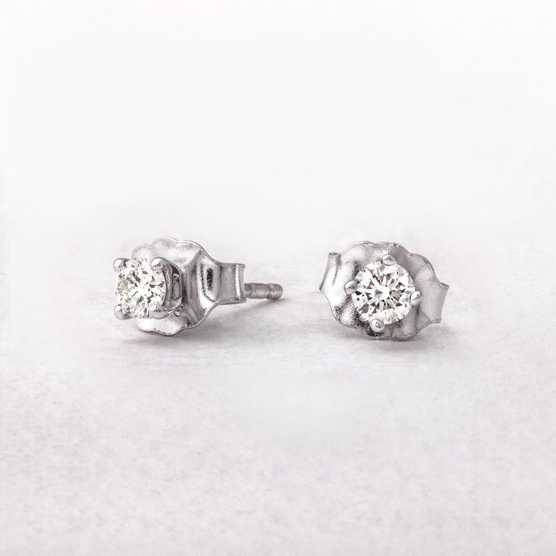 0.25ct Natural Diamond Solitaire Stud Earrings in 18ct White Gold