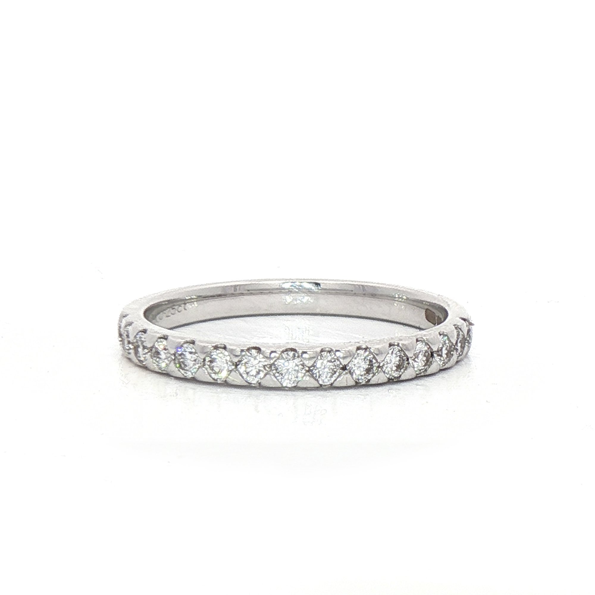 0.25ct Triangle Claw Natural Diamond Set Wedding Band In 18ct White Gold