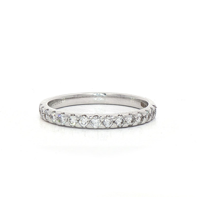 0.25ct Triangle Claw Natural Diamond Set Wedding Band In 18ct White Gold