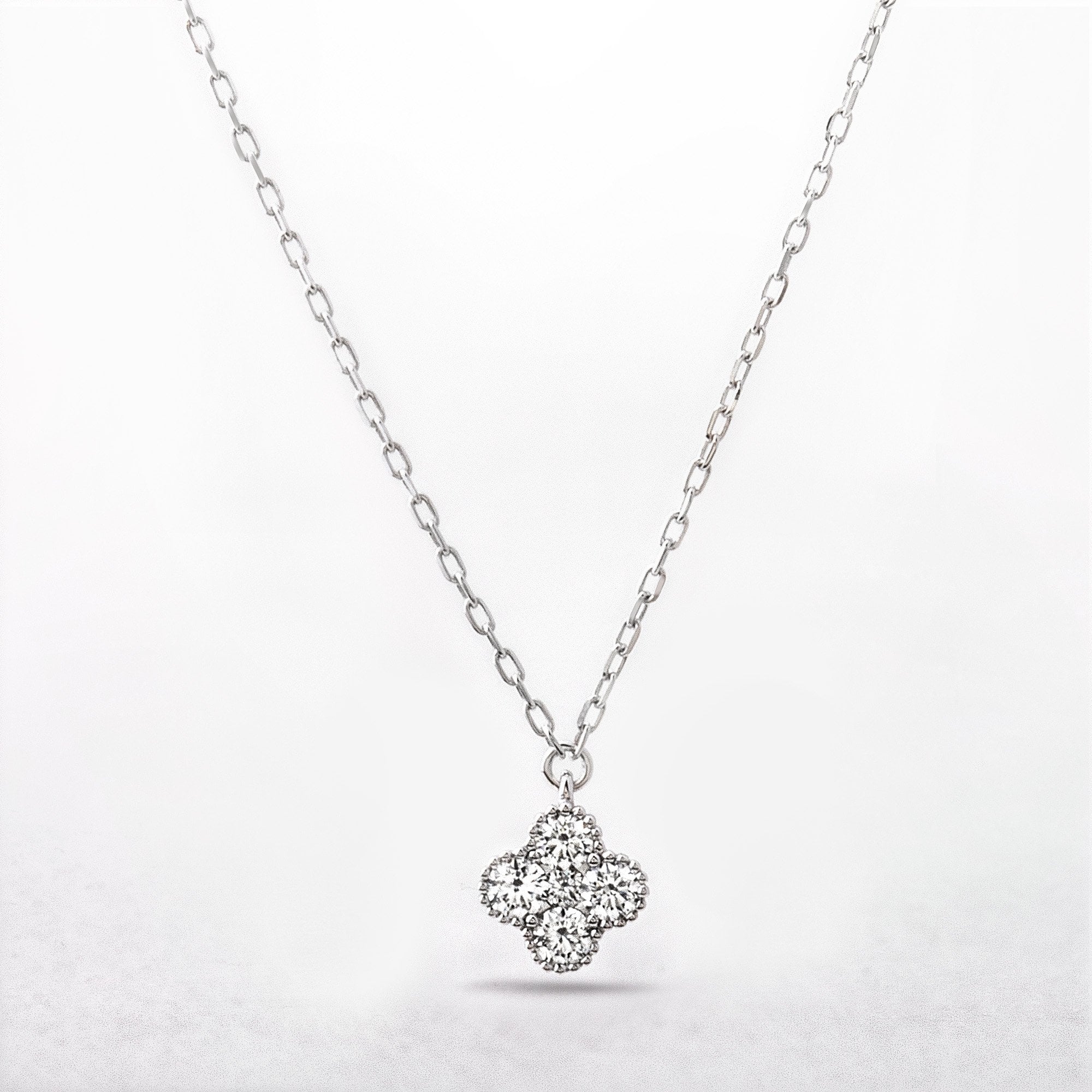 0.27ct Four Natural Diamond Delicate Flower Shape Pendant in 18ct White Gold