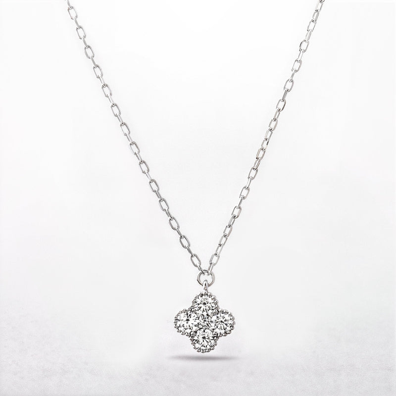 0.27ct Four Natural Diamond Delicate Flower Shape Pendant in 18ct White Gold