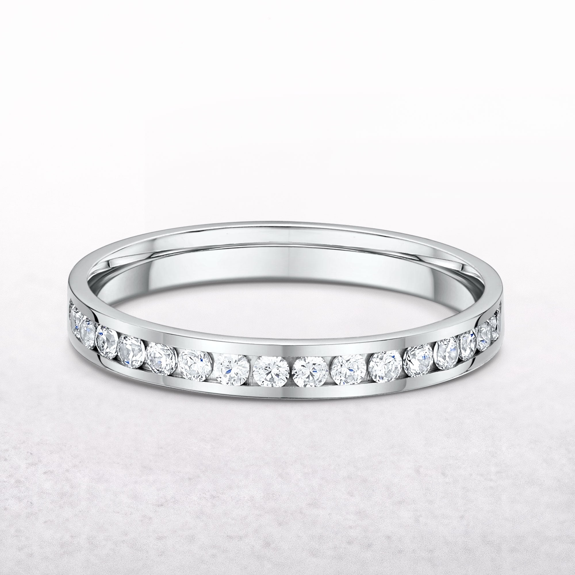 0.29ct Channel Set Natural Diamond Wedding Band In Platinum