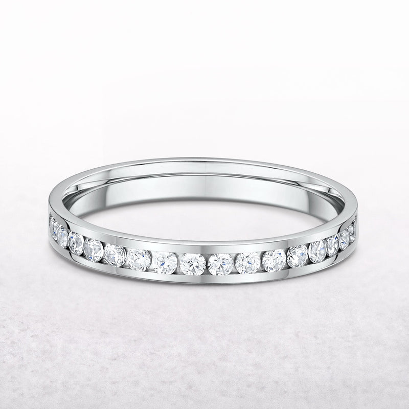 0.29ct Channel Set Natural Diamond Wedding Band In Platinum