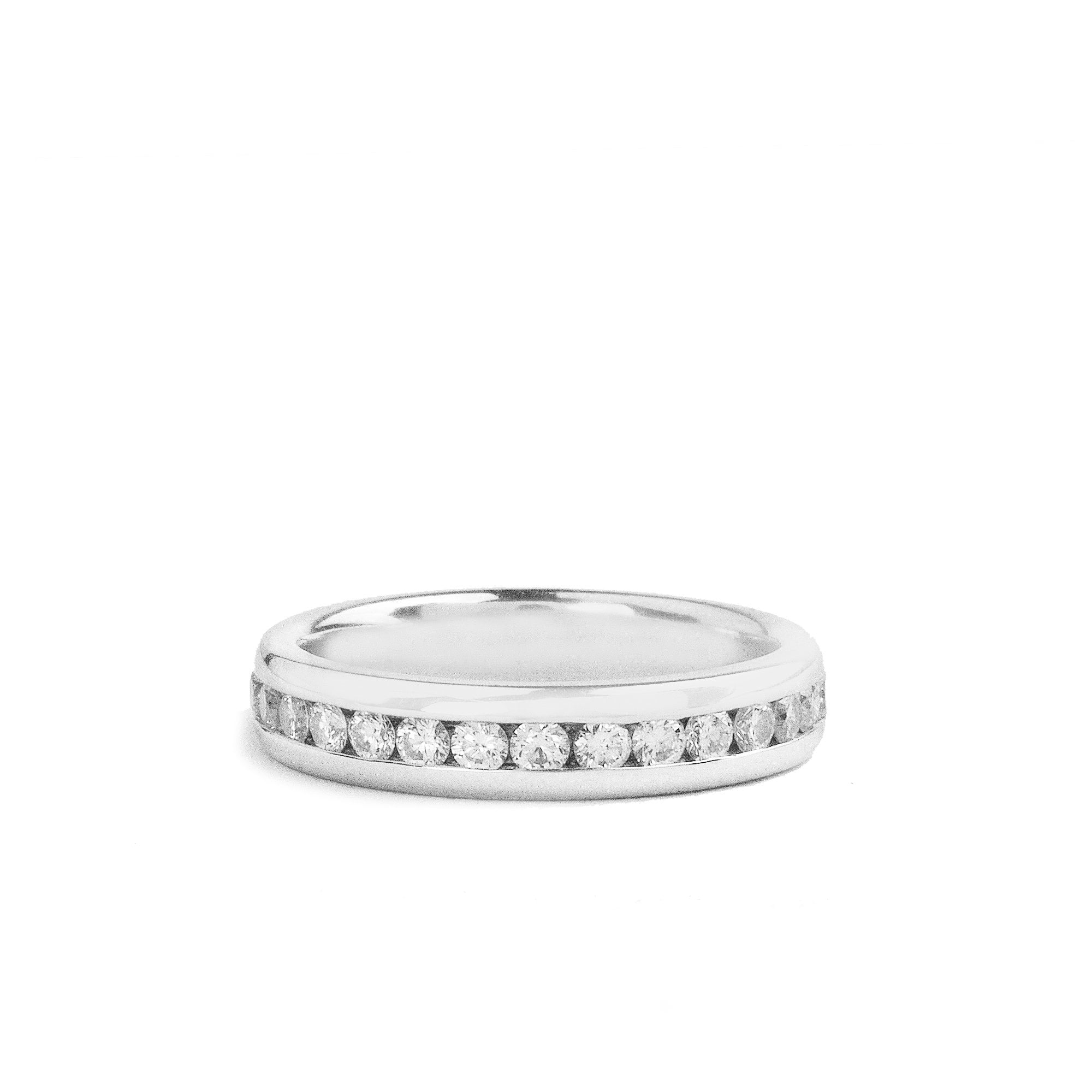 0.30ct 18ct White Gold channel set half natural diamond wedding ring