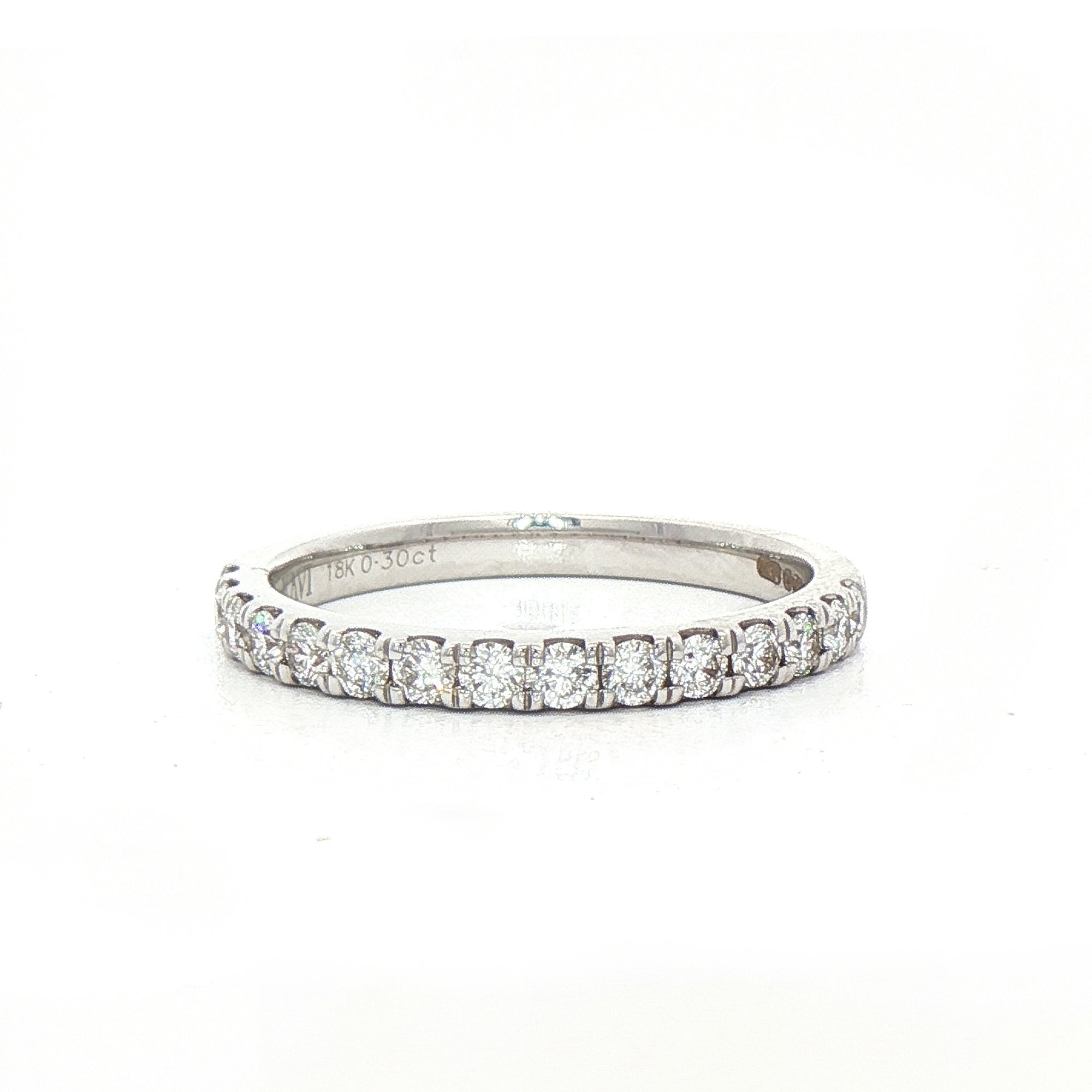 0.30ct Claw Set Brilliant Cut Natural Diamond Wedding Band In 18ct White Gold