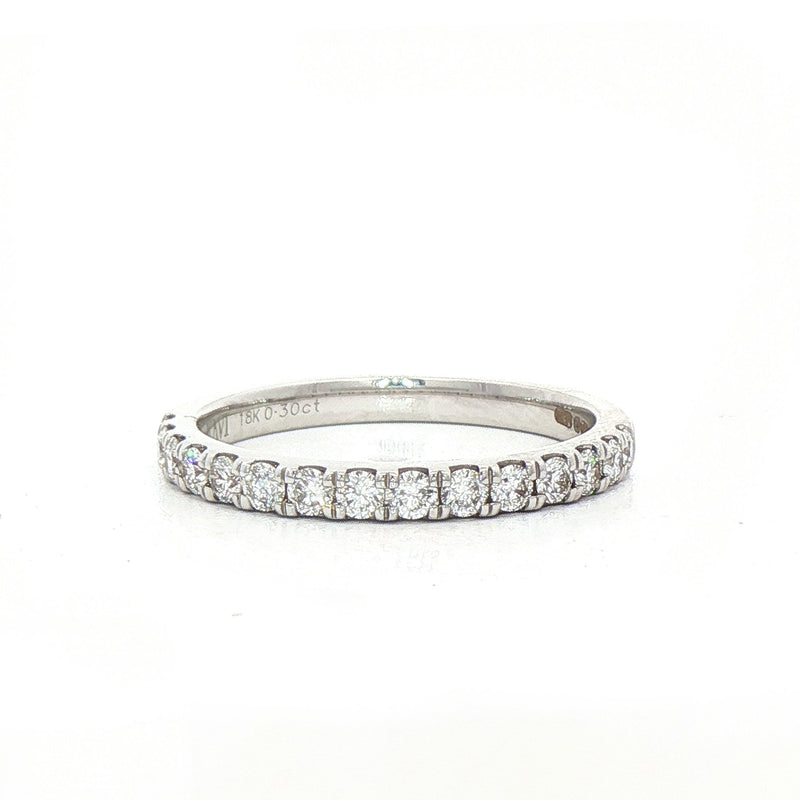 0.30ct Claw Set Brilliant Cut Natural Diamond Wedding Band In 18ct White Gold