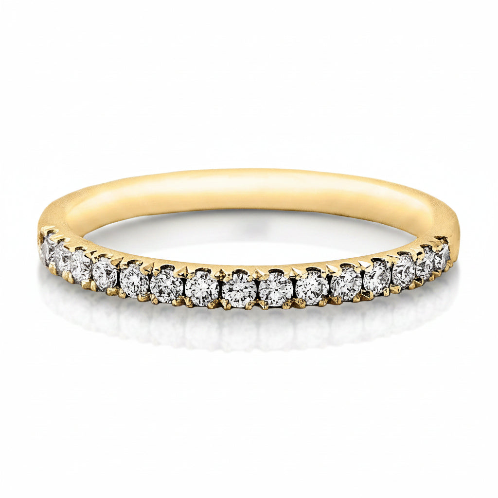 0.30ct Fvs 2mm Brilliant Castelle Set Natural Diamond Wedding Band In 18ct Yellow Gold