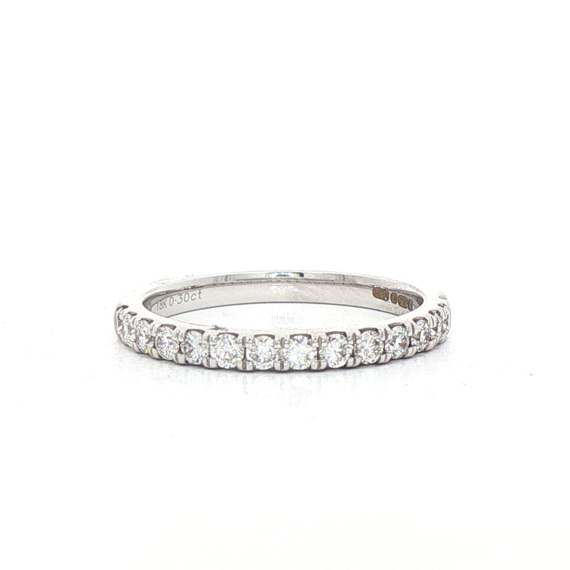 0.30ct Fvs 2mm Brilliant Cut Castel Set Natural Diamond Wedding Band In 18ct White Gold