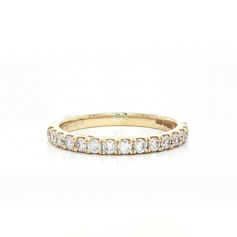 0.30ct Fvs 2mm Castelle Set Natural Diamond Wedding Band In 18ct Yellow Gold