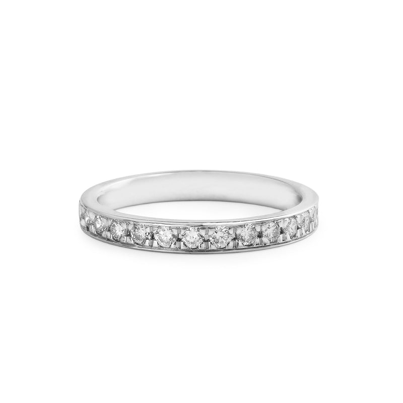 0.30ct Grain Set Natural Diamond Wedding Band In 18ct White Gold