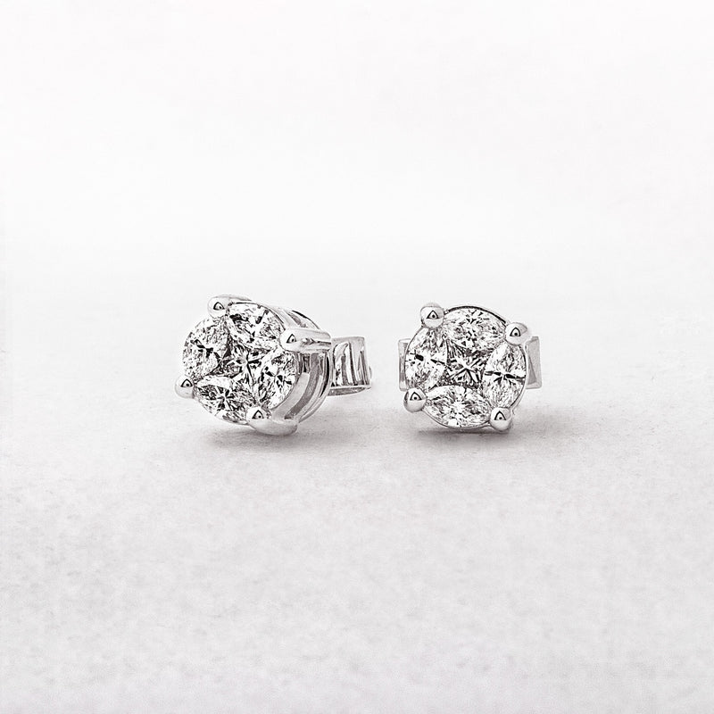 0.30ct Natural Diamond 4.5mm Round Invisible Set Stud Earrings in 18ct White Gold