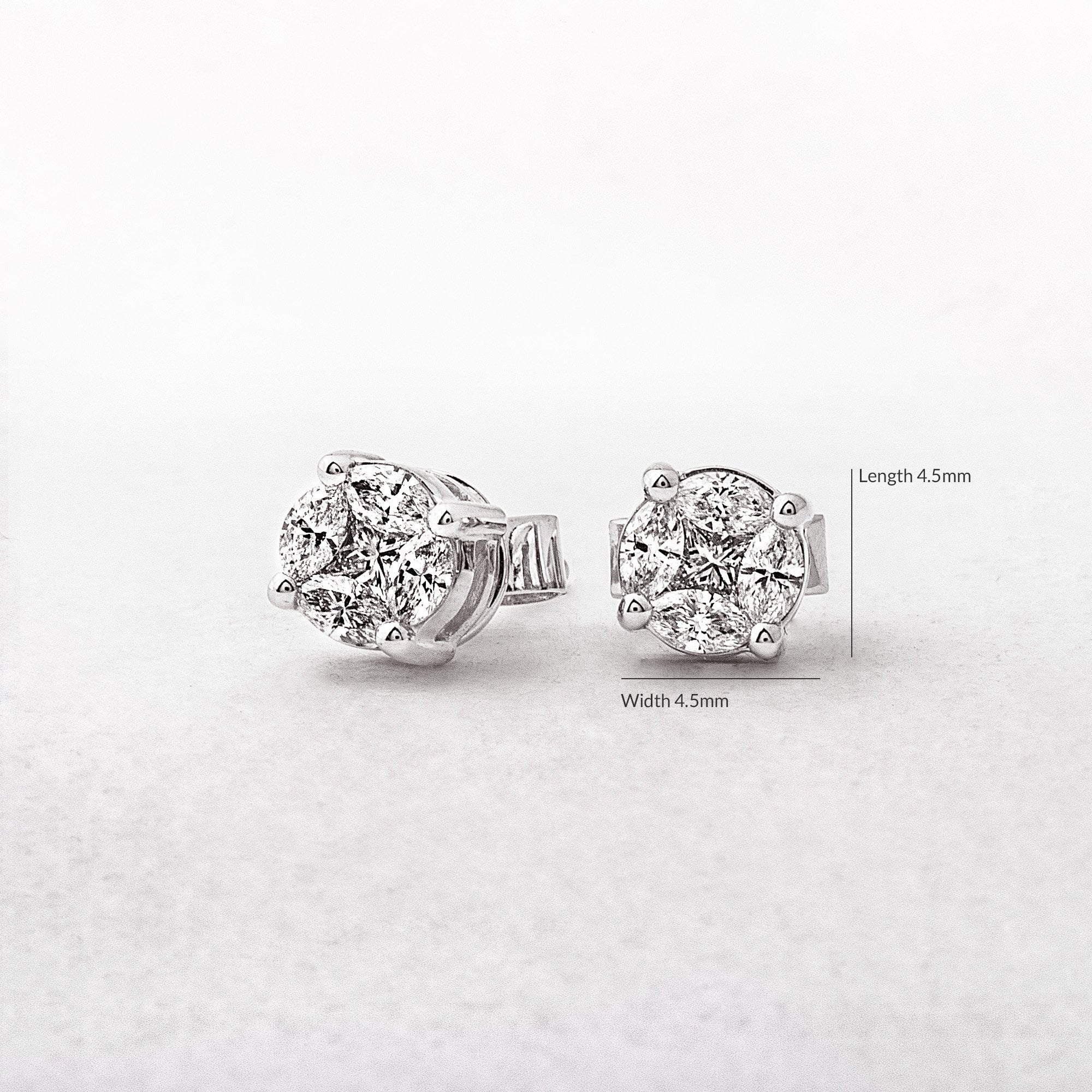 0.30ct Natural Diamond 4.5mm Round Invisible Set Stud Earrings in 18ct White Gold