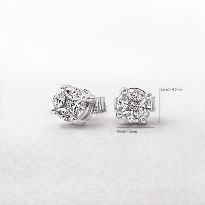 0.30ct Natural Diamond 4.5mm Round Invisible Set Stud Earrings in 18ct White Gold