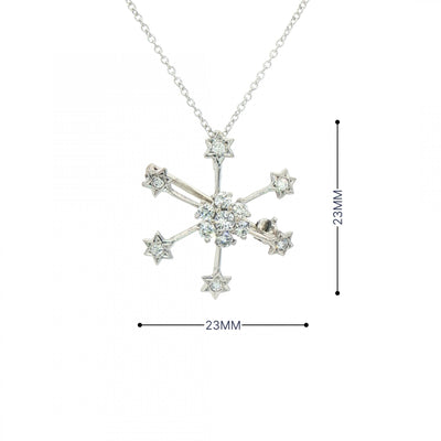 0.30ct Natural Diamond Snow Flake Pendant & Brooch Chain in 18ct White Gold